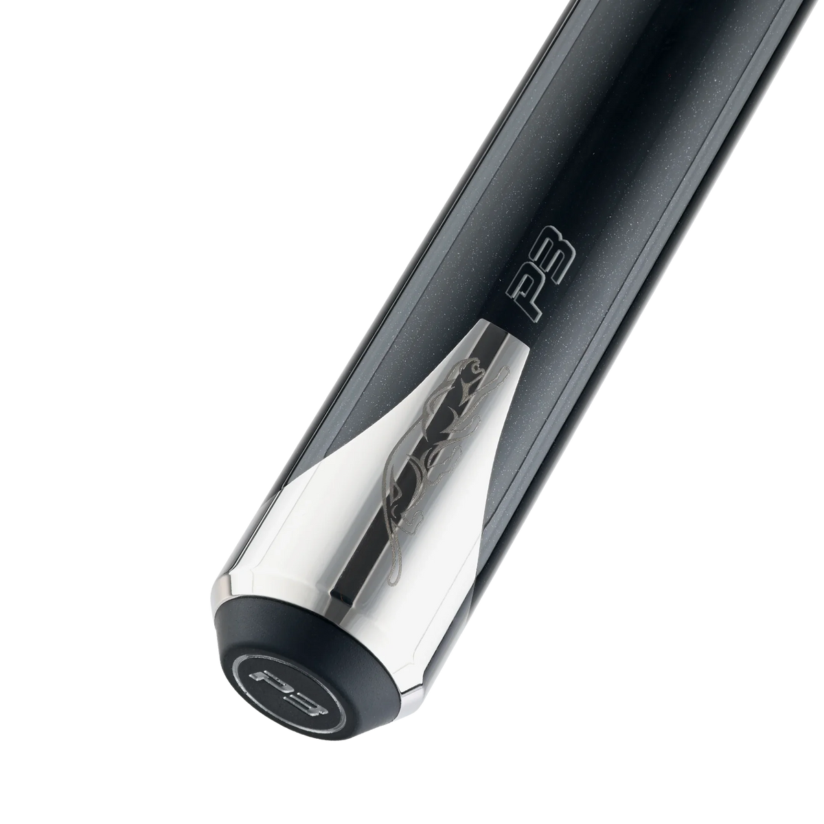 P3 Black Pool Cue No Wrap Butt Closeup