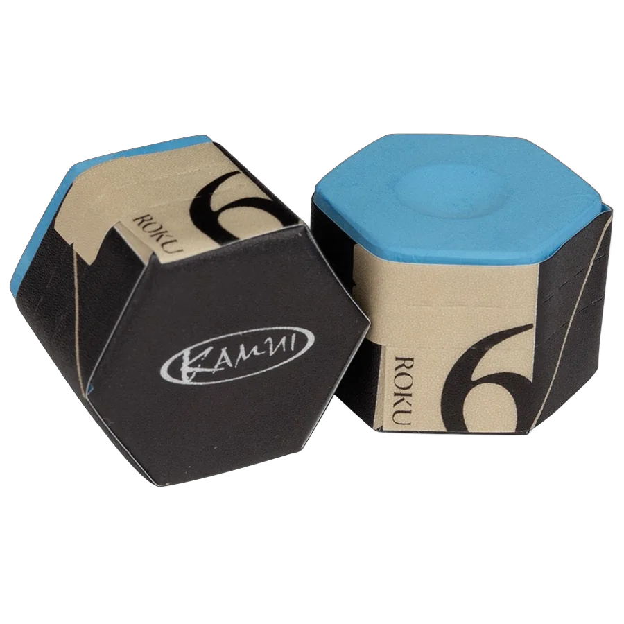 Two Pieces of Kamui Roku Hexagonal Billiard Chalk, Sky Blue