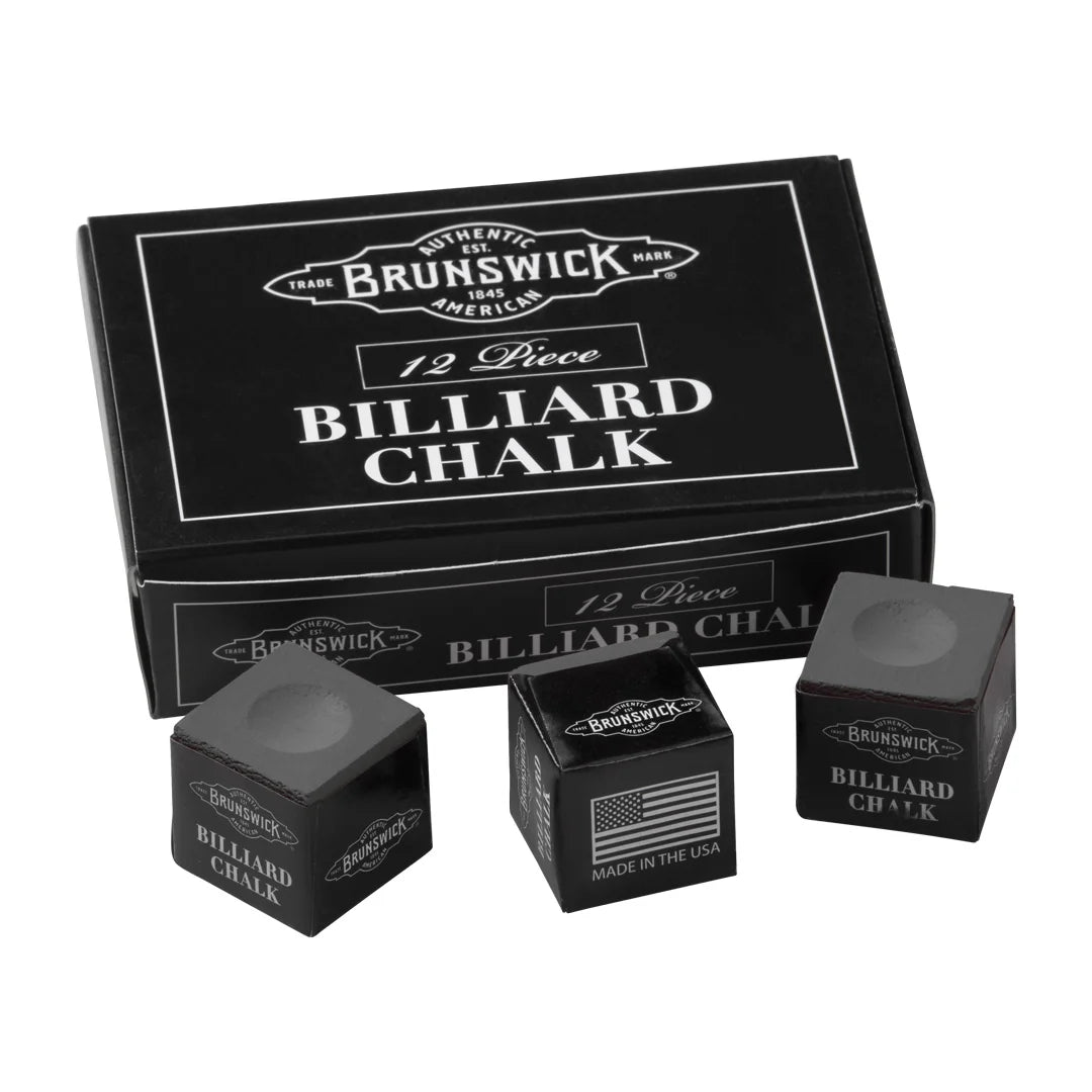 Brunswick Billiard Chalk, Charcoal Grey, 12-Piece Box with Three Loose Cubes
