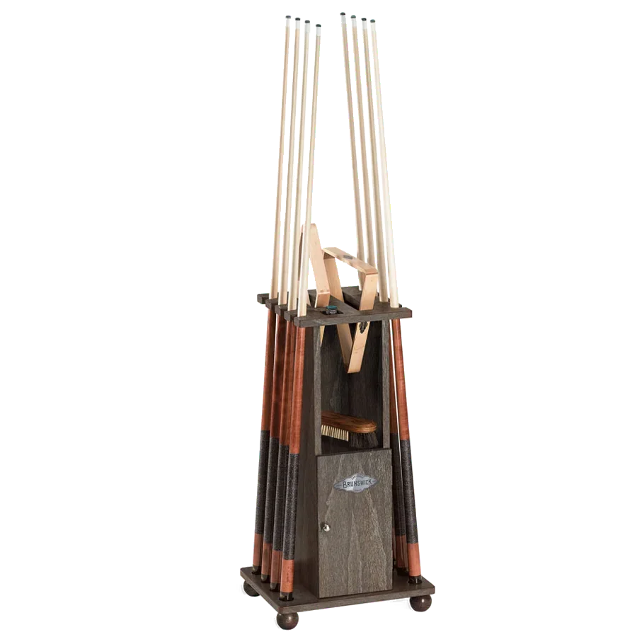 Brunswick Heritage Floor Cue Rack In Driftwood Holding Eight Cues