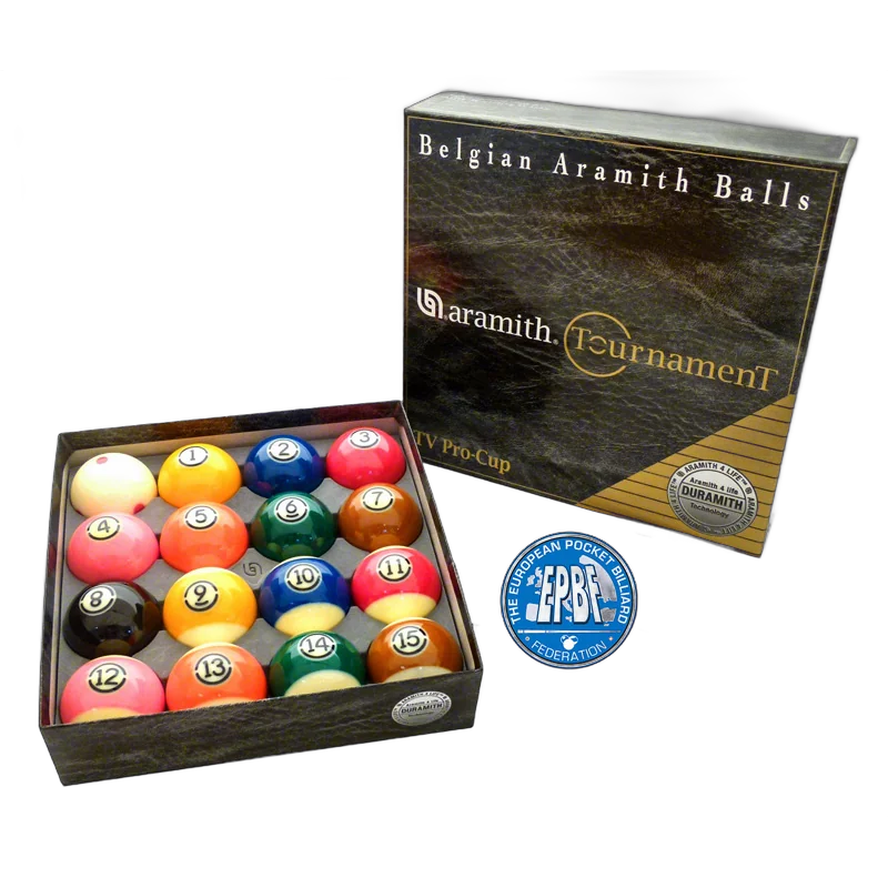 Aramith Tournament TV Pro-Cup Pool Ball Set, 57.2 mm, in Open Box with EPBF Logo