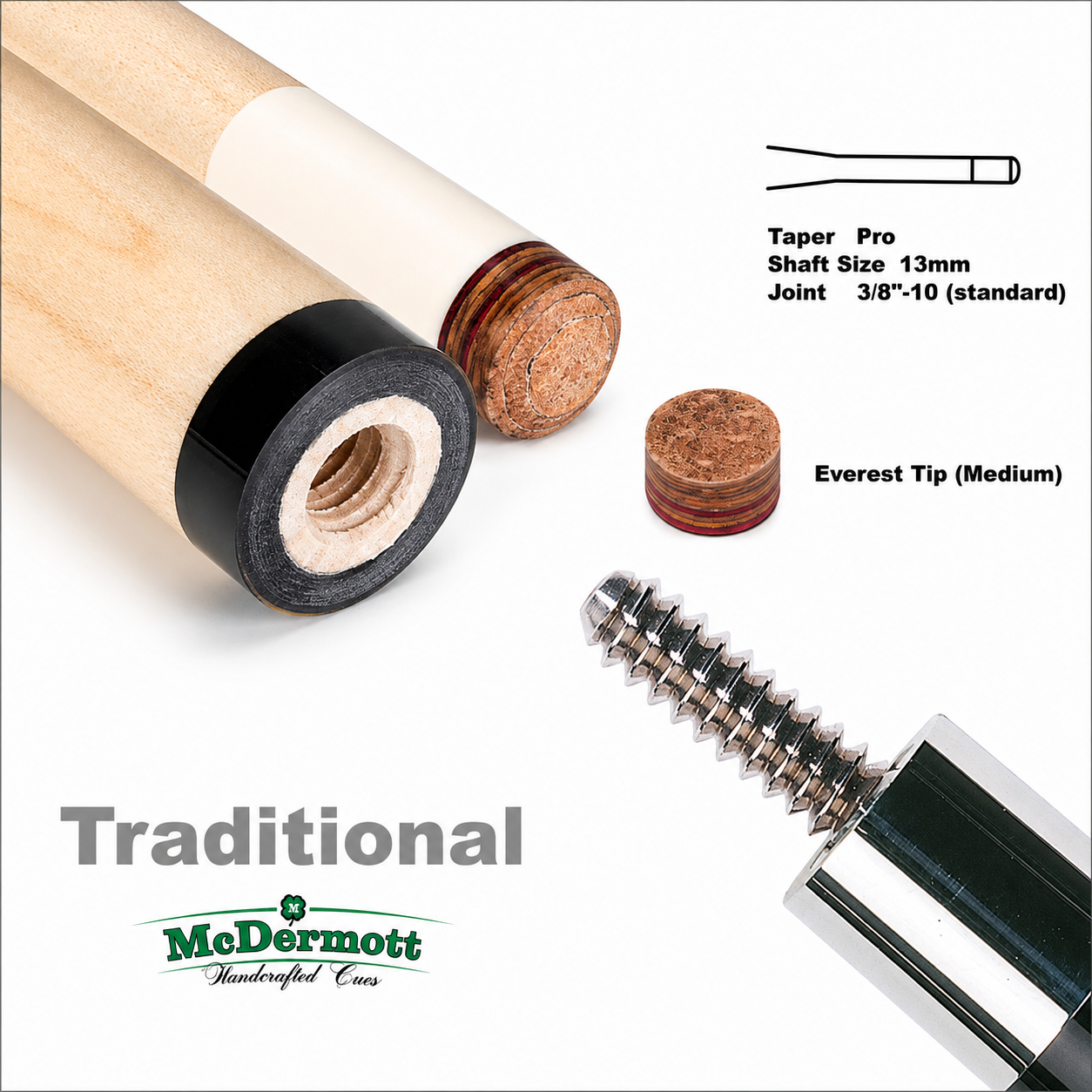 McDermott Traditional 13MM Maple Shaft Radial Joint Pro Taper