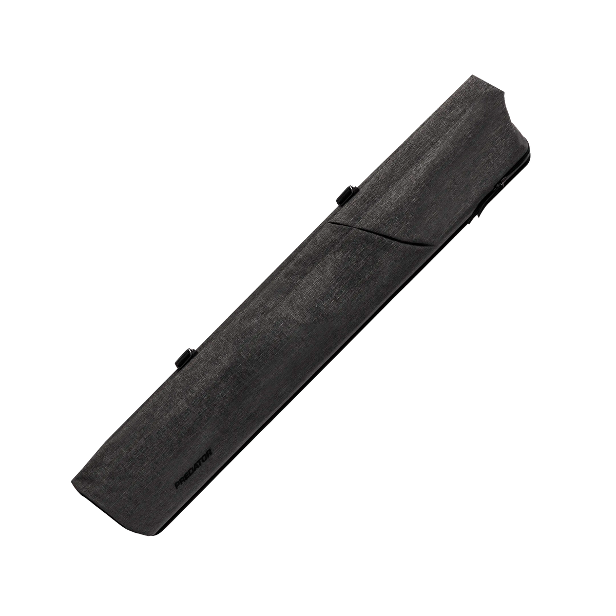 Dark grey rectangular pool cue case with black PREDATOR branding