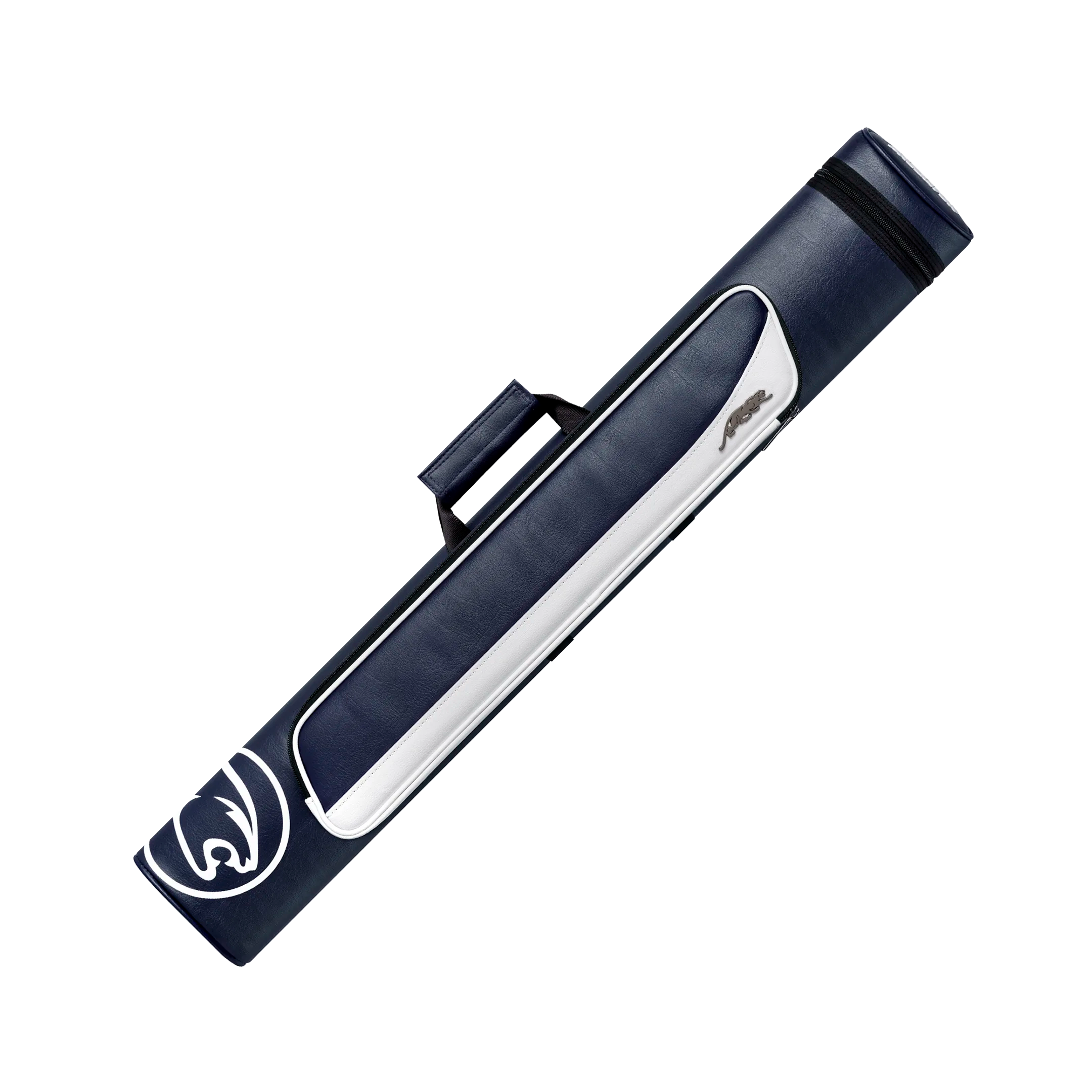 Blue and White Roadline 2x4 Hard Pool Cue Case Angled