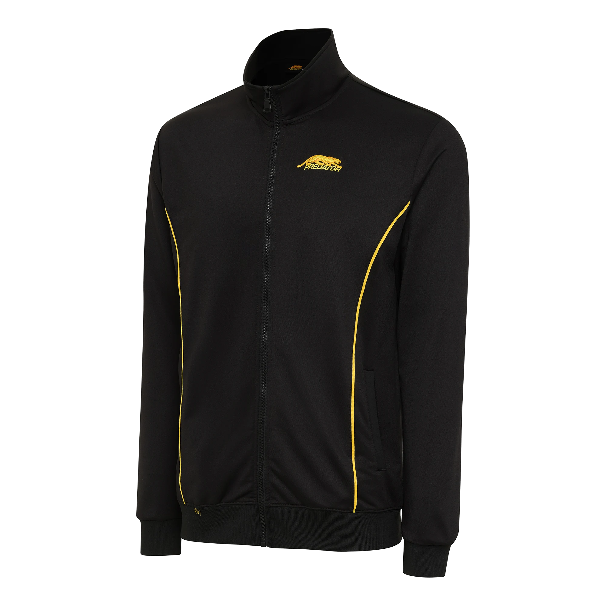 Black Zipper Jacket with Yellow Stripe