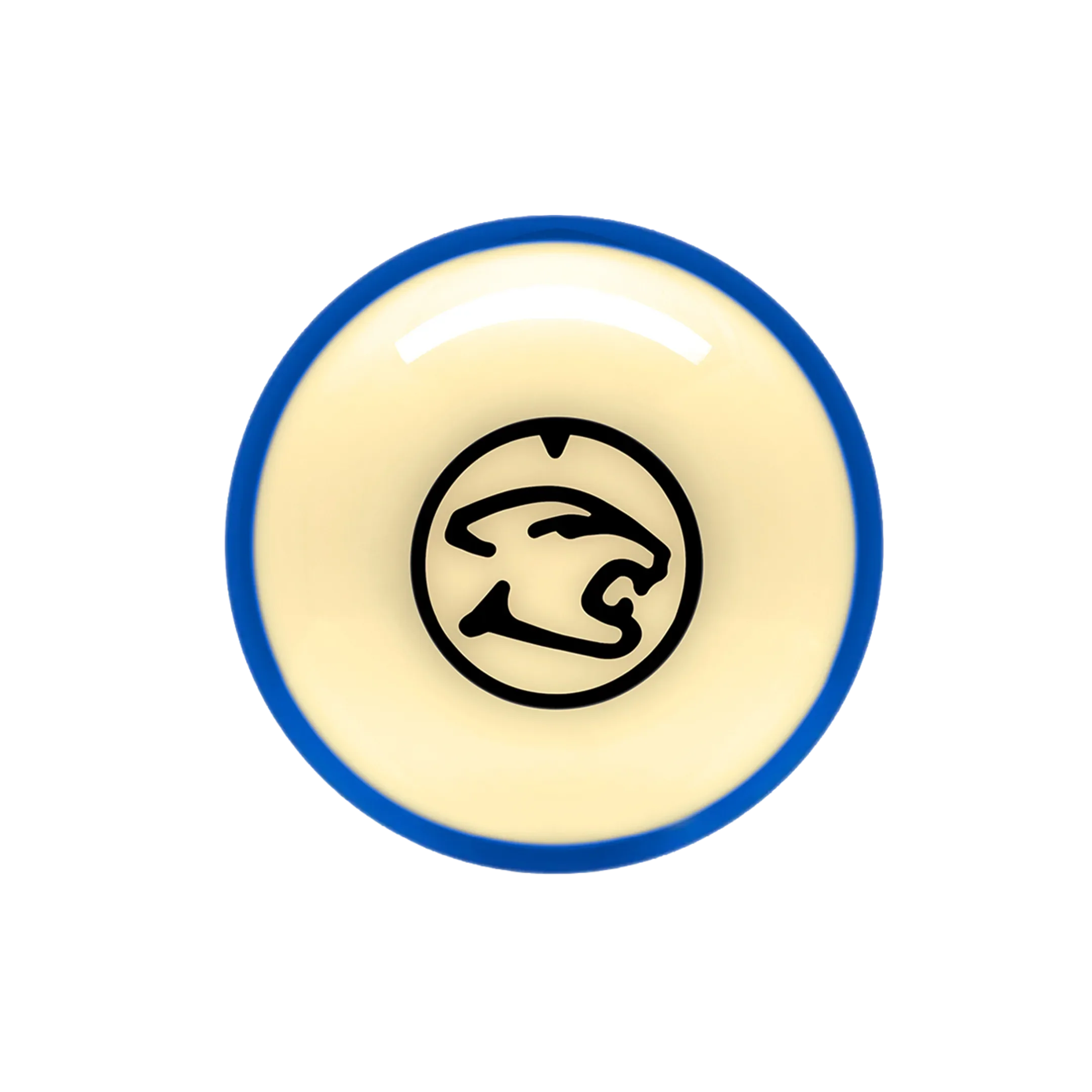 Blue stripe pool ball with a black cat branding