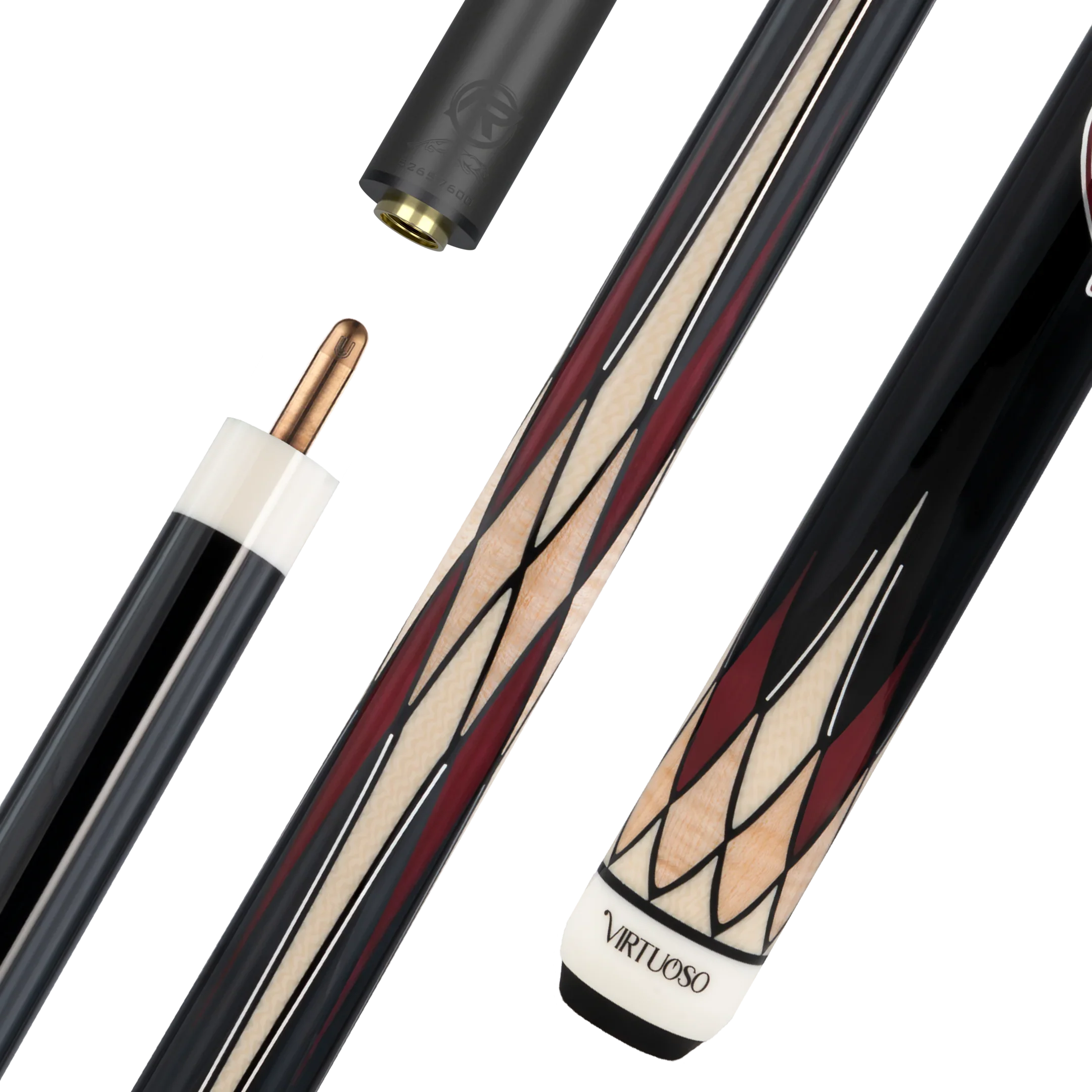 Black and Red Virtuoso Carom Cue
