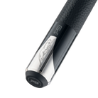 P3 Black Pool Cue Luxe Leather Wrap Butt Closeup Rotated