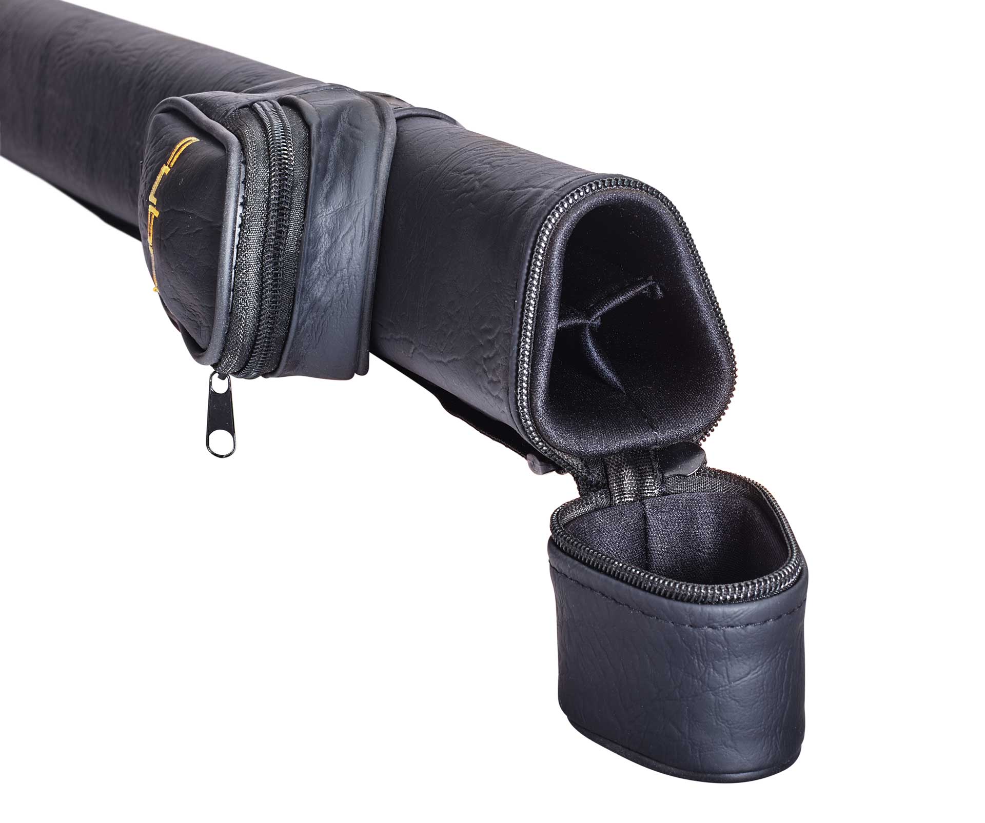 Cyber Triangle 1x2 Black Hard Pool Cue Case With Shoulder Strap Open