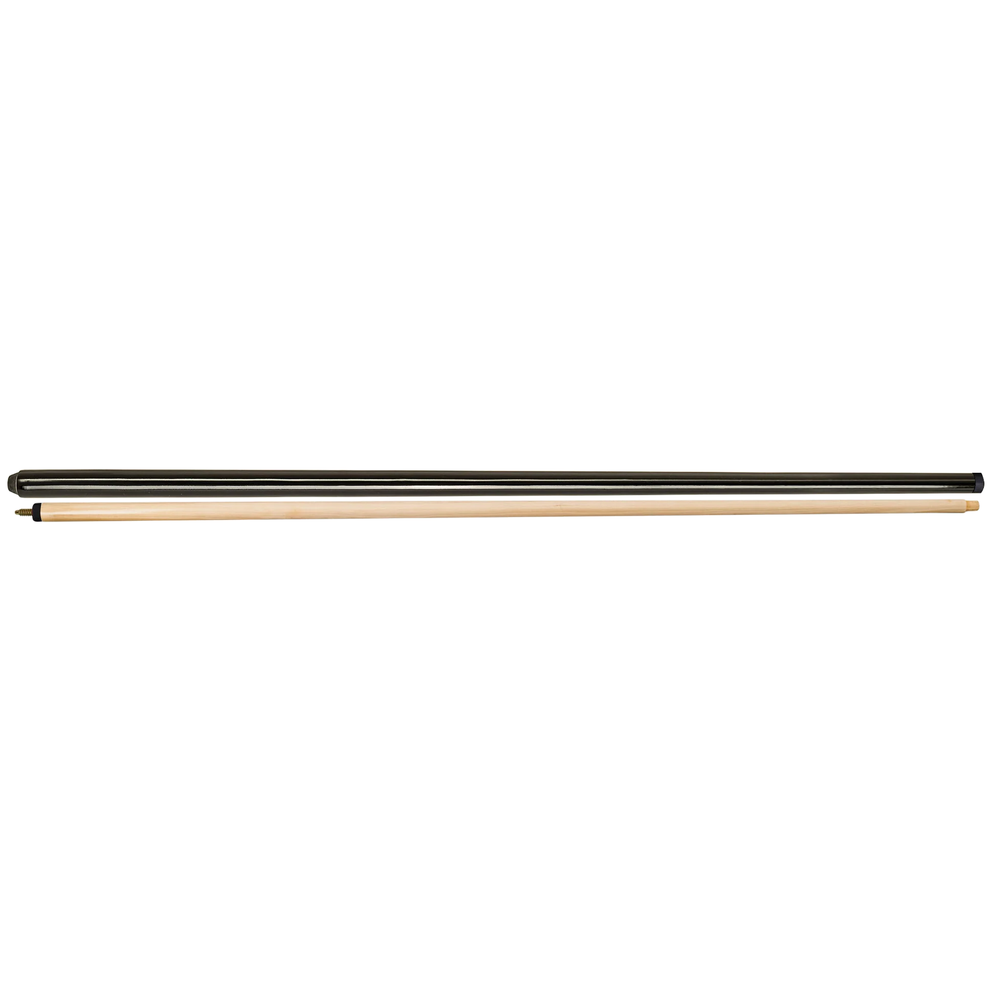Two-Piece Wooden Bridge Stick in Black and Natural Wood with Black Rings, Shown Apart