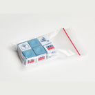 Six Cubes of Silver Cup Powder Blue Billiard Chalk in a Clear Zip Bag