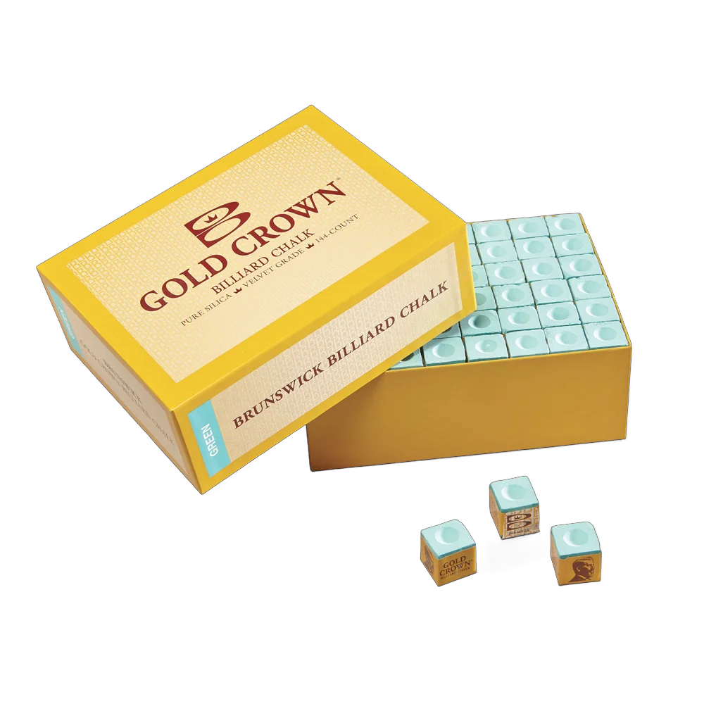 Brunswick Gold Crown Green Billiard Chalk, 144 Pieces, Open Box with Loose Cubes