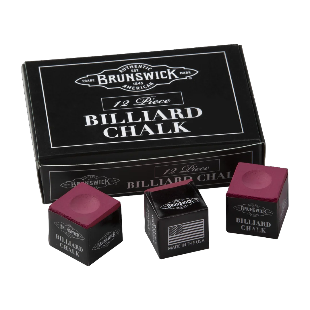 Brunswick Billiard Chalk, Burgundy, 12-Piece Box with Three Loose Cubes