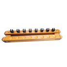 Antik Wall-Mounted Cue Rack For 8 Cues In Chestnut Wood, With Eight Black Cue Clips