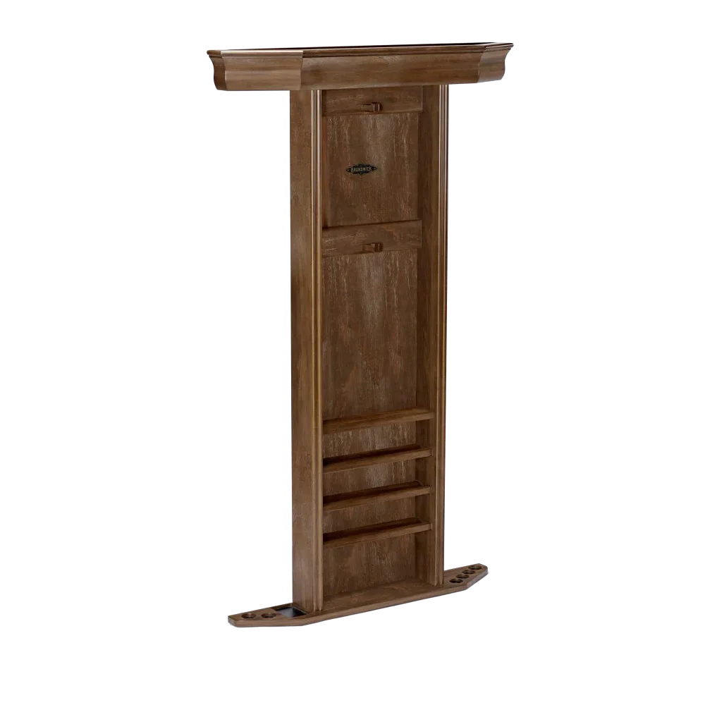 Brunswick Heritage Cue Wall Rack in Nutmeg, Shown Empty