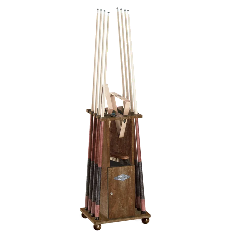 Brunswick Heritage Floor Cue Rack In Nutmeg Holding Eight Cues

