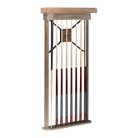 Brunswick Dameron Cue Wall Rack in Nutmeg Holding Eight Cues and a Bridge