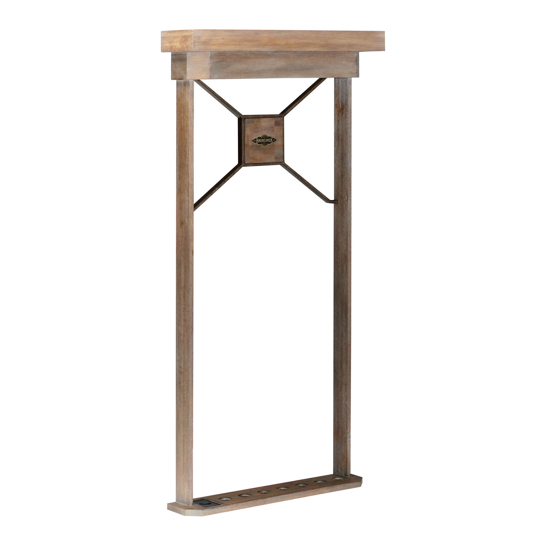 Brunswick Dameron Cue Wall Rack in Nutmeg, Shown Empty