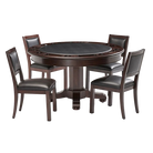 Brunswick Heritage Round Game Table In Espresso With Four Matching Upholstered Chairs