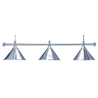 Eversilver 3-Shade Billiard Lamp With Brushed Silver Cone Shades and Matching Bar