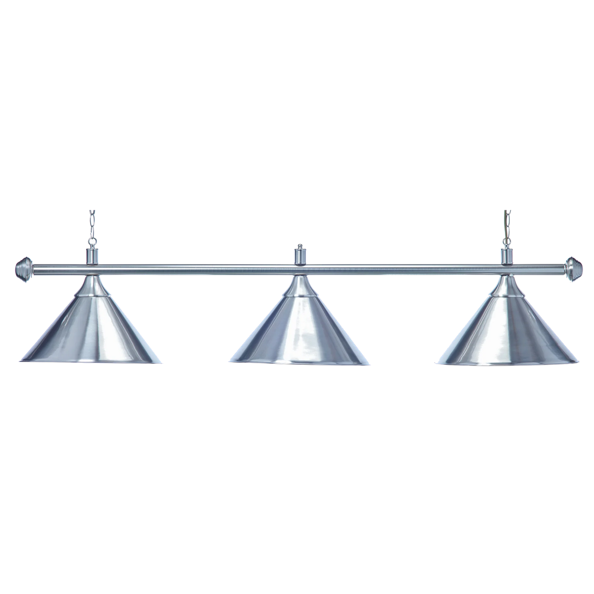 Eversilver 3-Shade Billiard Lamp With Brushed Silver Cone Shades and Matching Bar