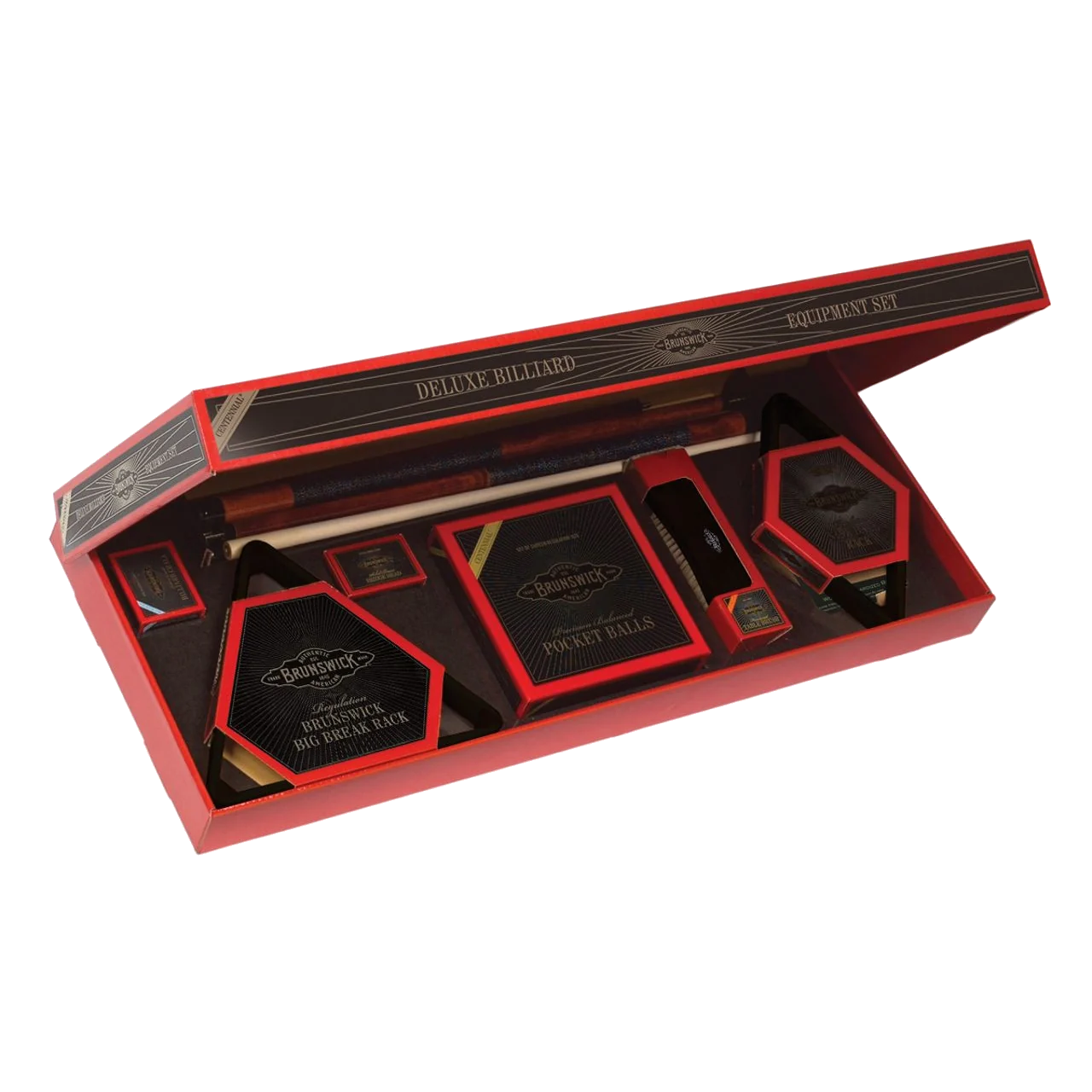 Brunswick Centennial Deluxe Billiard Equipment Set In Red Box