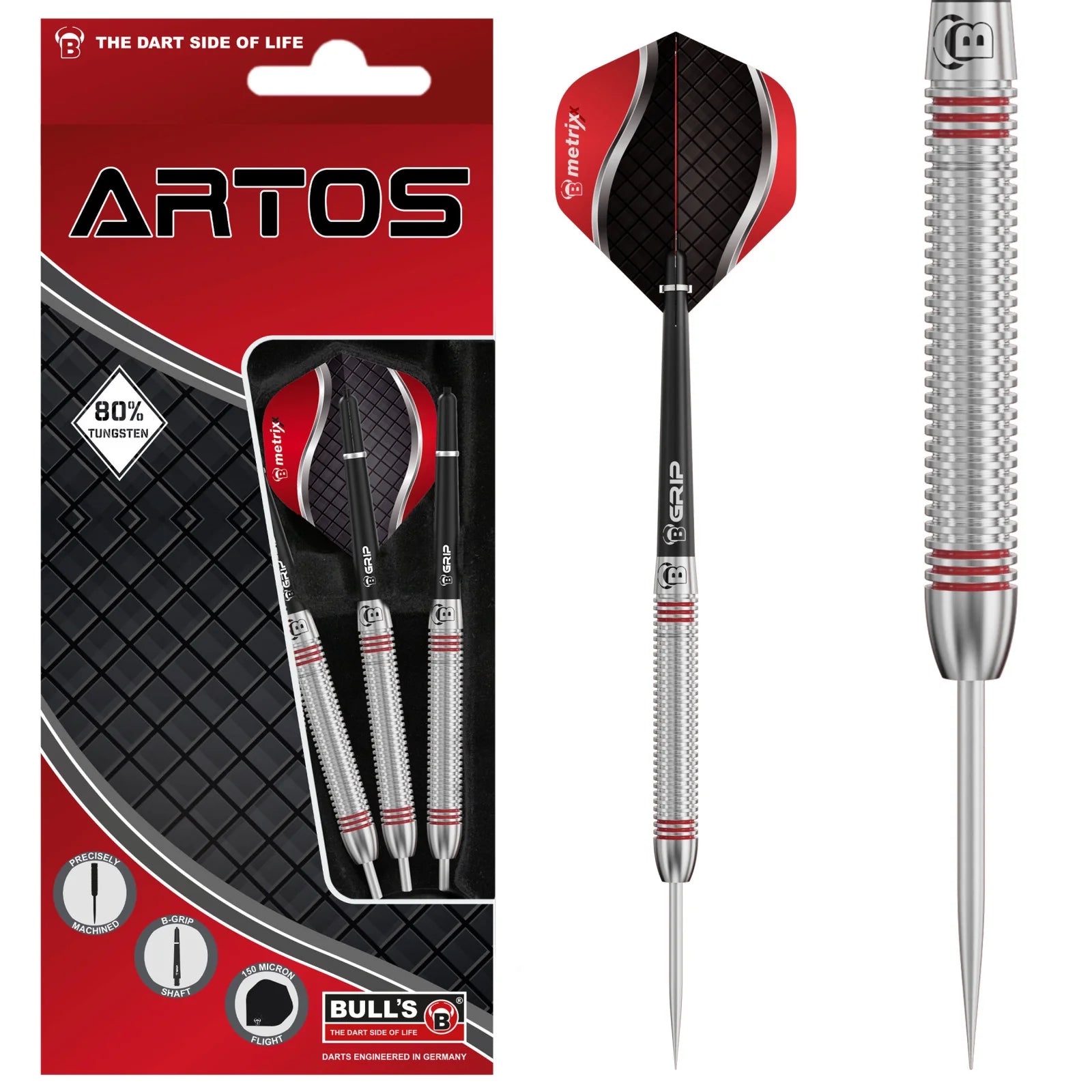 Bull's Artos Red 22g Steel Dart Set