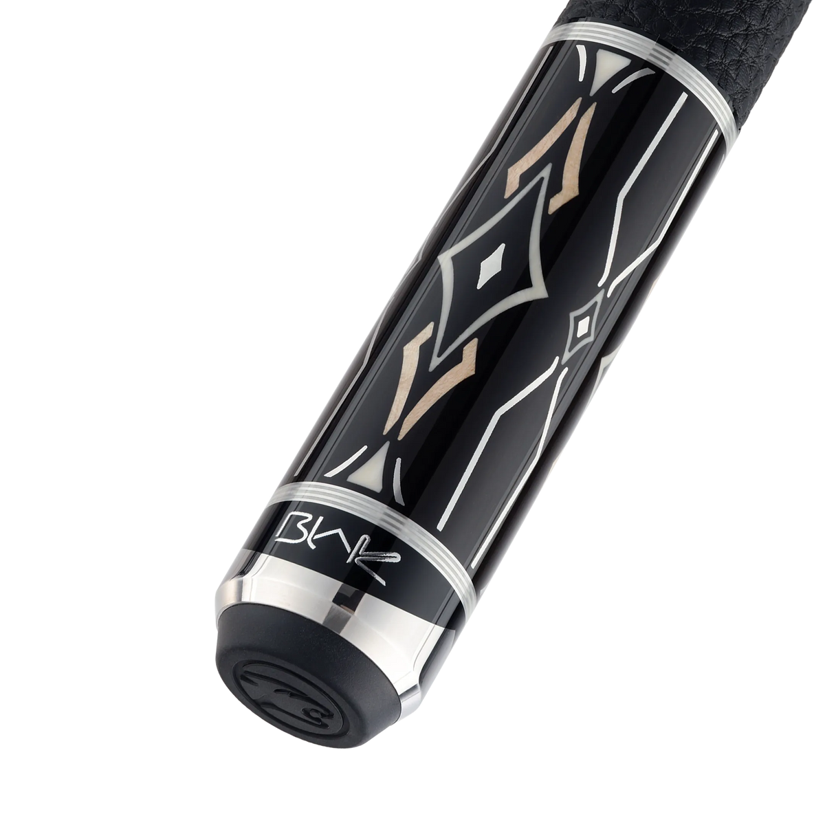 Blak5 2 Pool Cue Leather Wrap Butt With Predator Brand Mark Rotated