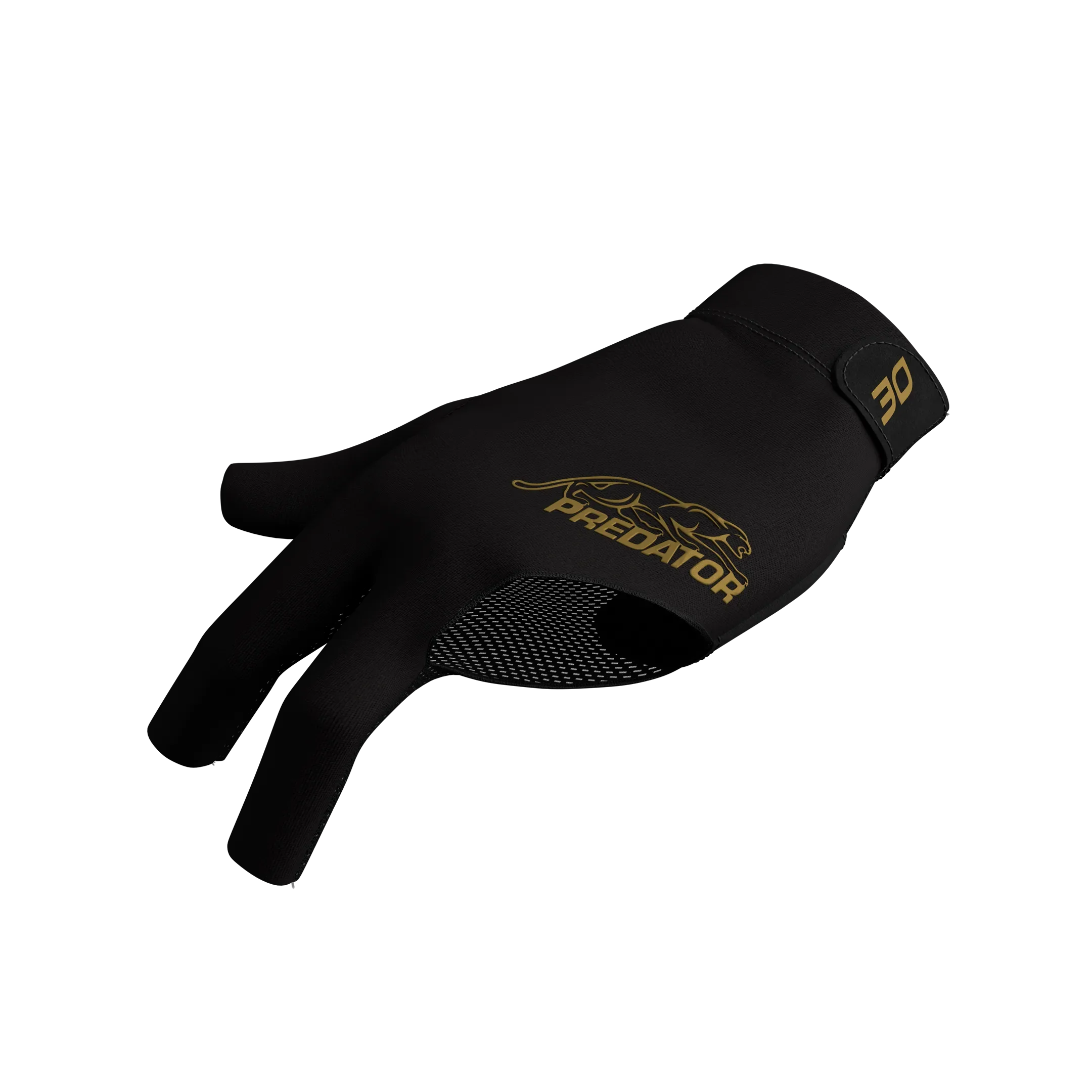 Black glove with gold Predator branding and 30 icon closed fingers