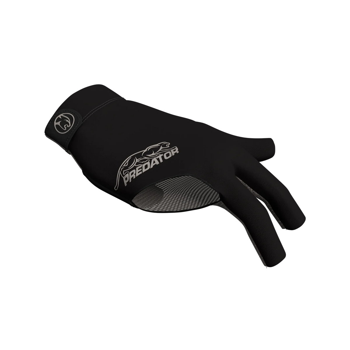 Black glove with grey Predator branding right hand