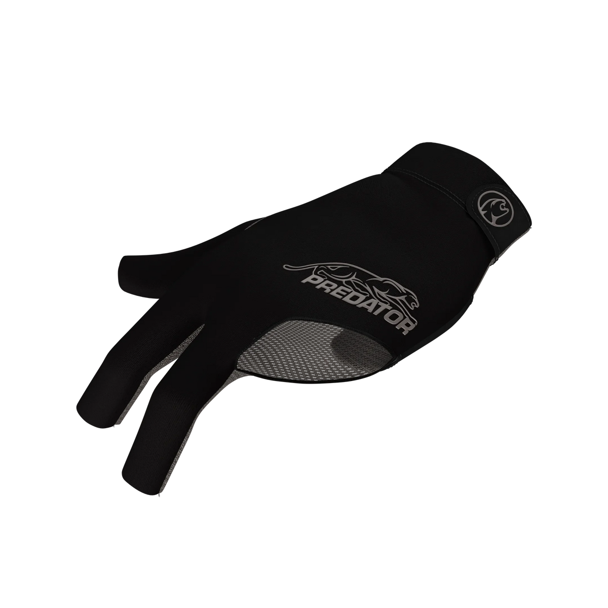 Black glove with grey Predator branding  and grey cat icon