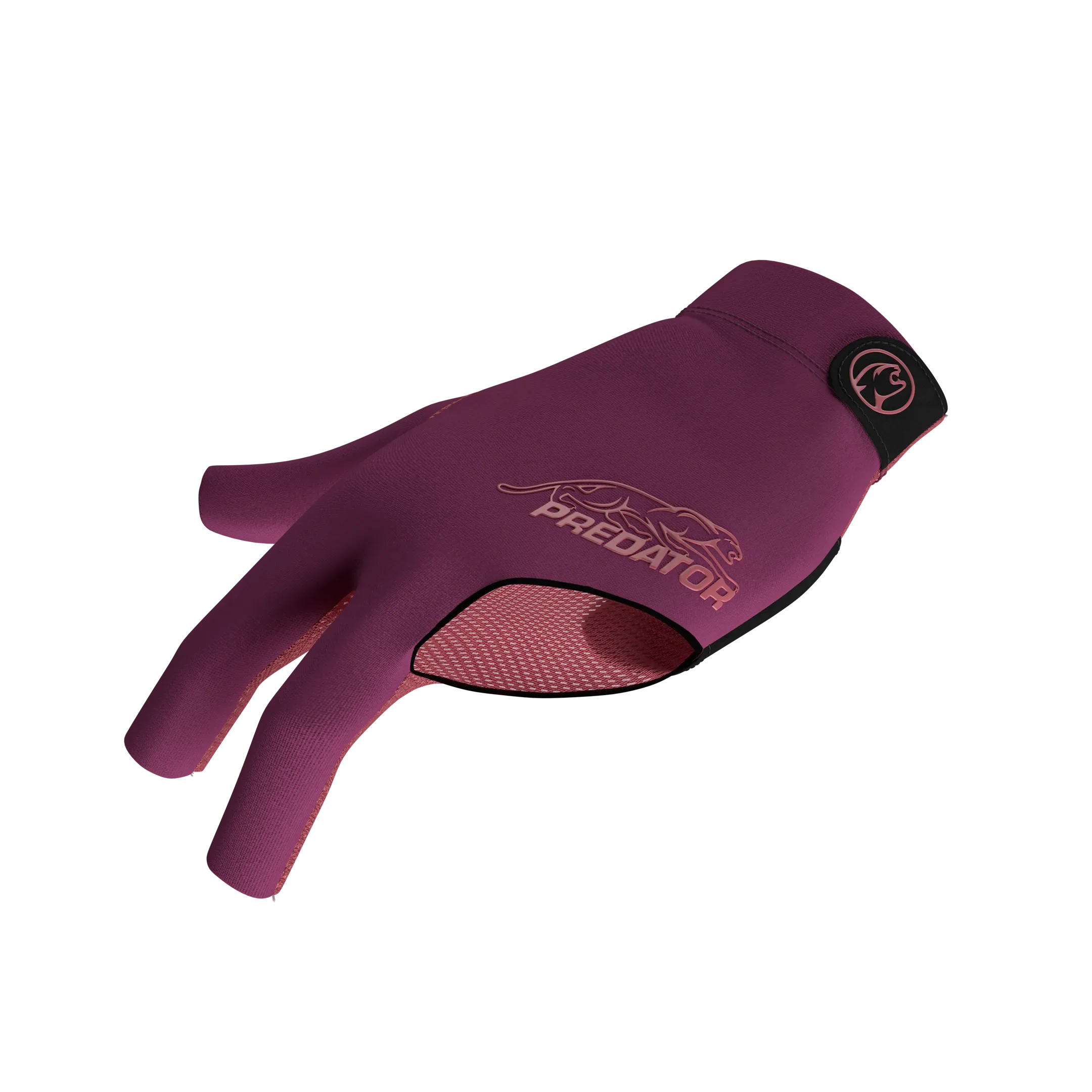 Purple glove with pink Predator branding left hand