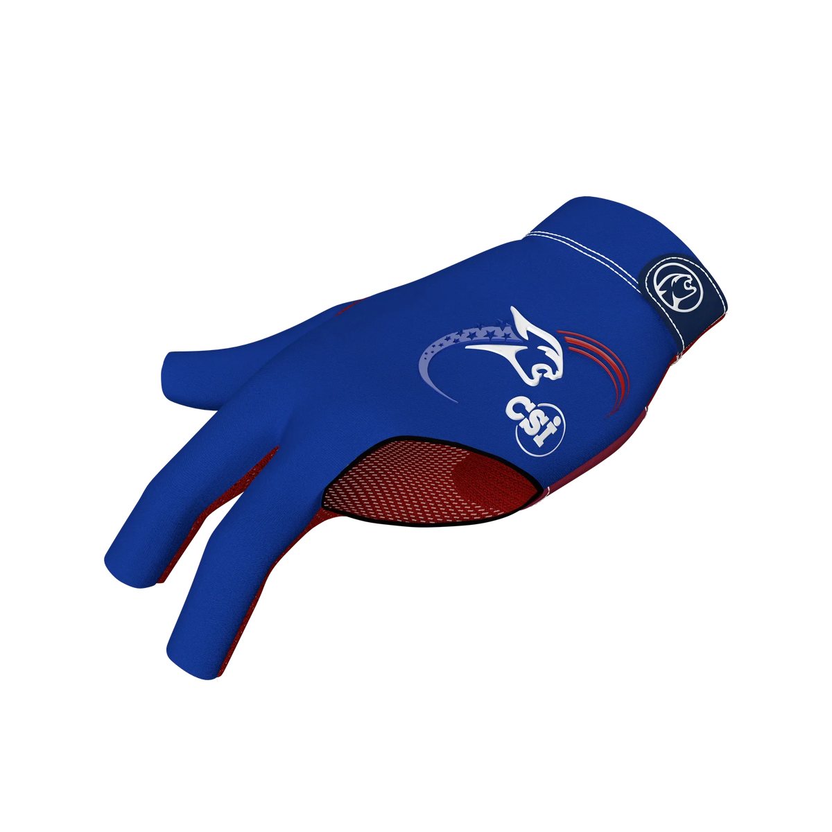 Blue glove with a red interior and CSI branding