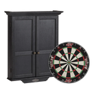 Closed Brunswick Black Wire Brush Dartboard Cabinet with Dartboard 