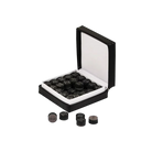 Kamui Black Cue Tips in an Open Black Presentation Box