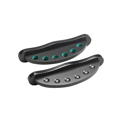 Pair Of Half-Moon Wall Cue Holders In Black With Green-Lined Cue Holes