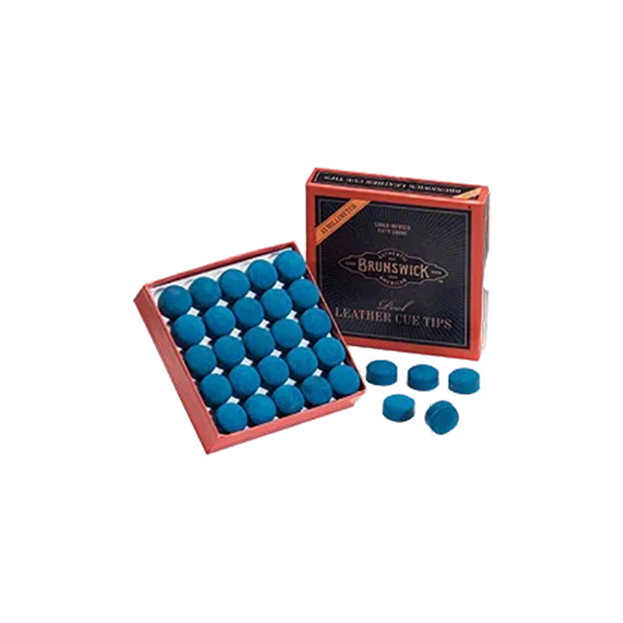 Brunswick Dual Leather Cue Tips Box With Blue Tips