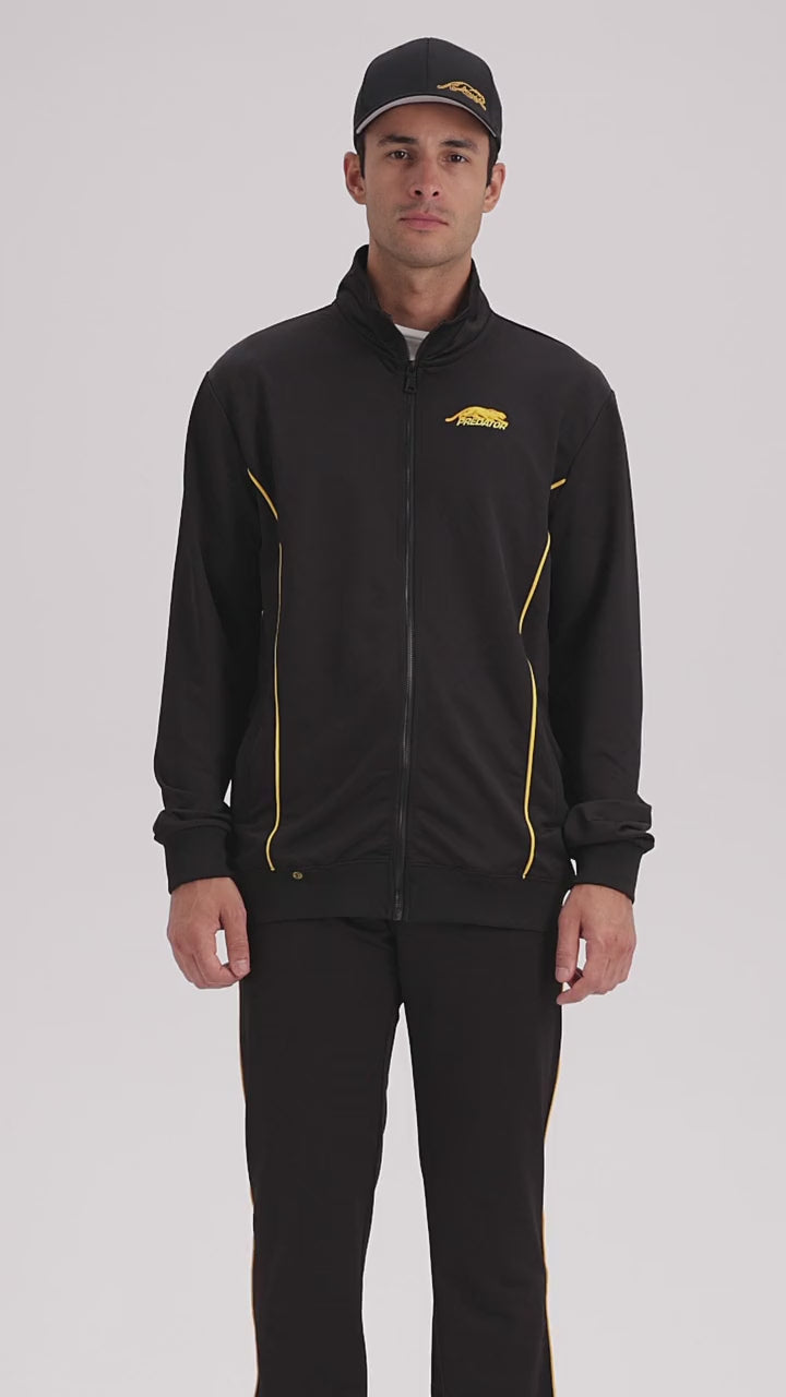 Video of a Man Wearing a Black Zipper Jogger Jacket