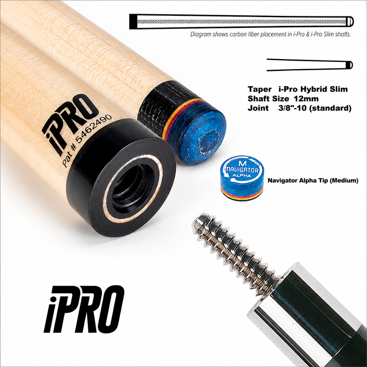Schon i-Pro 12MM Maple Pool Cue Shaft and 3/8x10 Radial Joint